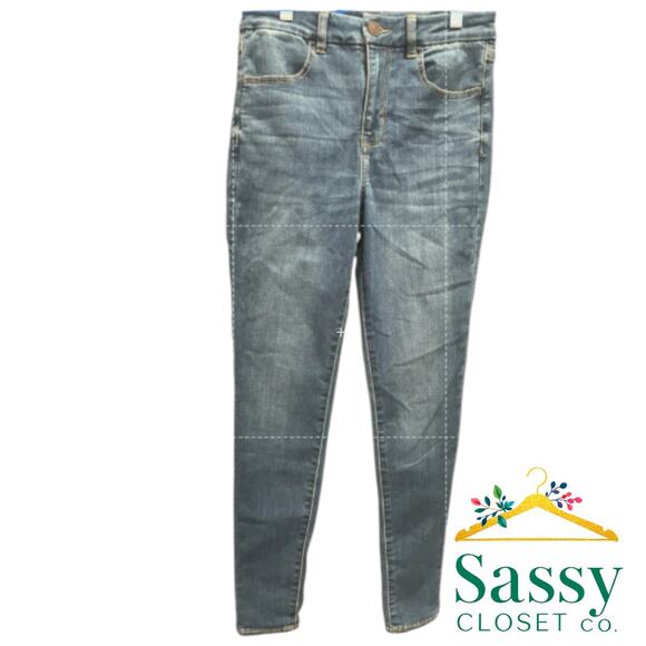 American Eagle Curvy High-Rise Skinny Jegging Women’s Sz 6 Black Stretch Denim ✨ - Picture 1 of 8